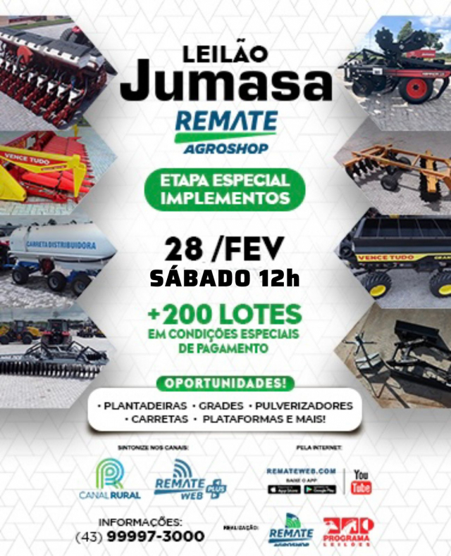 Leilão Virtual Jumasa - Etapa Especial Implementos